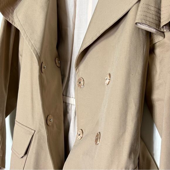 Rebecca Taylor Faille Ruffle Trim Trench Coat Medium EUC - Picture 5 of 12
